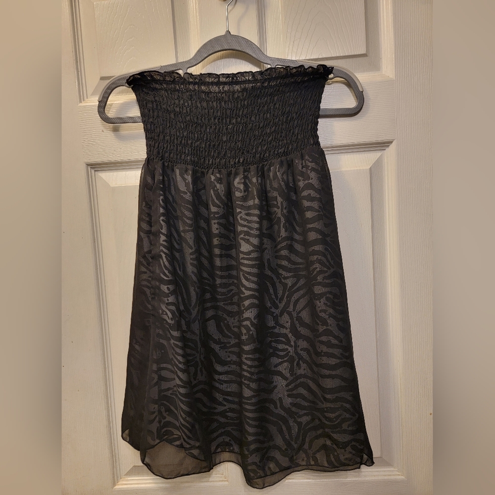 Y2K Zebra Print & Black Reversible Strapless Sundress